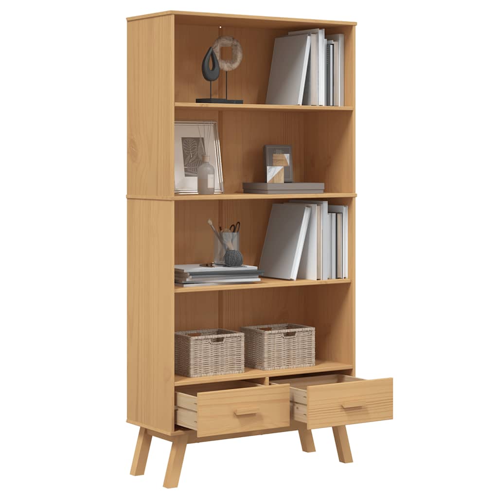 Bookcase 4-Tier "OLDEN" Brown Solid Wood Pine
