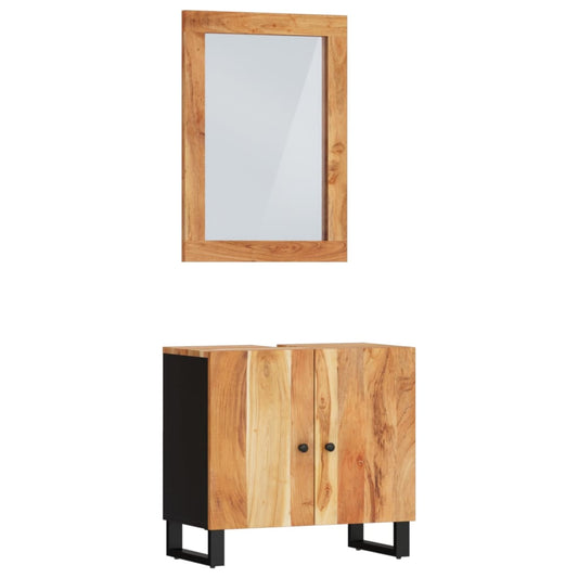 2 Piece Bathroom Furniture Set Solid Wood Acacia 2 Piece Bathroom Furniture Set Solid Wood Acacia