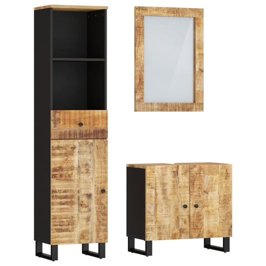 3 Piece Bathroom Furniture Set Solid Wood Mango 3 Piece Bathroom Furniture Set Solid Wood Mango