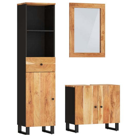 3 Piece Bathroom Furniture Set Solid Wood Acacia 3 Piece Bathroom Furniture Set Solid Wood Acacia