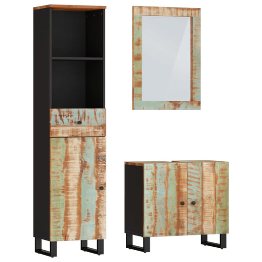 3 Piece Bathroom Furniture Set Solid Wood Reclaimed 3 Piece Bathroom Furniture Set Solid Wood Reclaimed