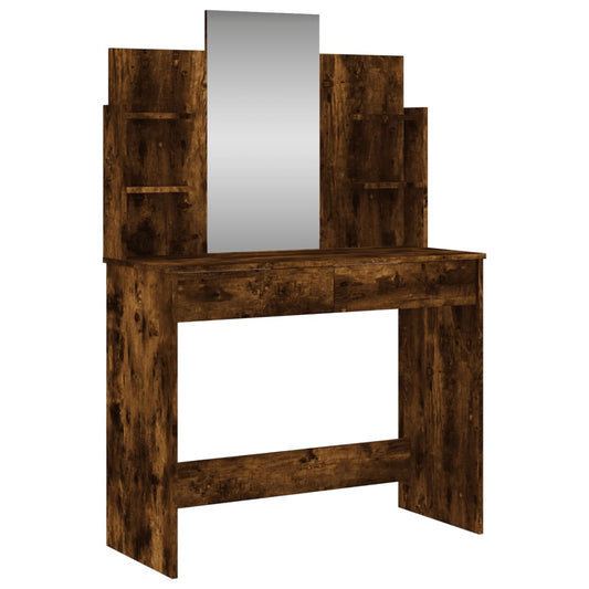 Dressing Table with Mirror Smoked Oak 96x39x142 cm Dressing Table with Mirror Smoked Oak 96x39x142 cm