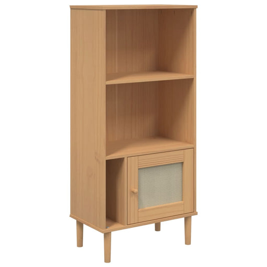 Bookcase SENJA Rattan Look Brown 60x35x130 cm Solid Wood Pine Bookcase SENJA Rattan Look Brown 60x35x130 cm Solid Wood Pine
