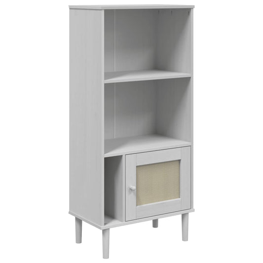 Bookcase SENJA Rattan Look White 60x35x130 cm Solid Wood Pine Bookcase SENJA Rattan Look White 60x35x130 cm Solid Wood Pine