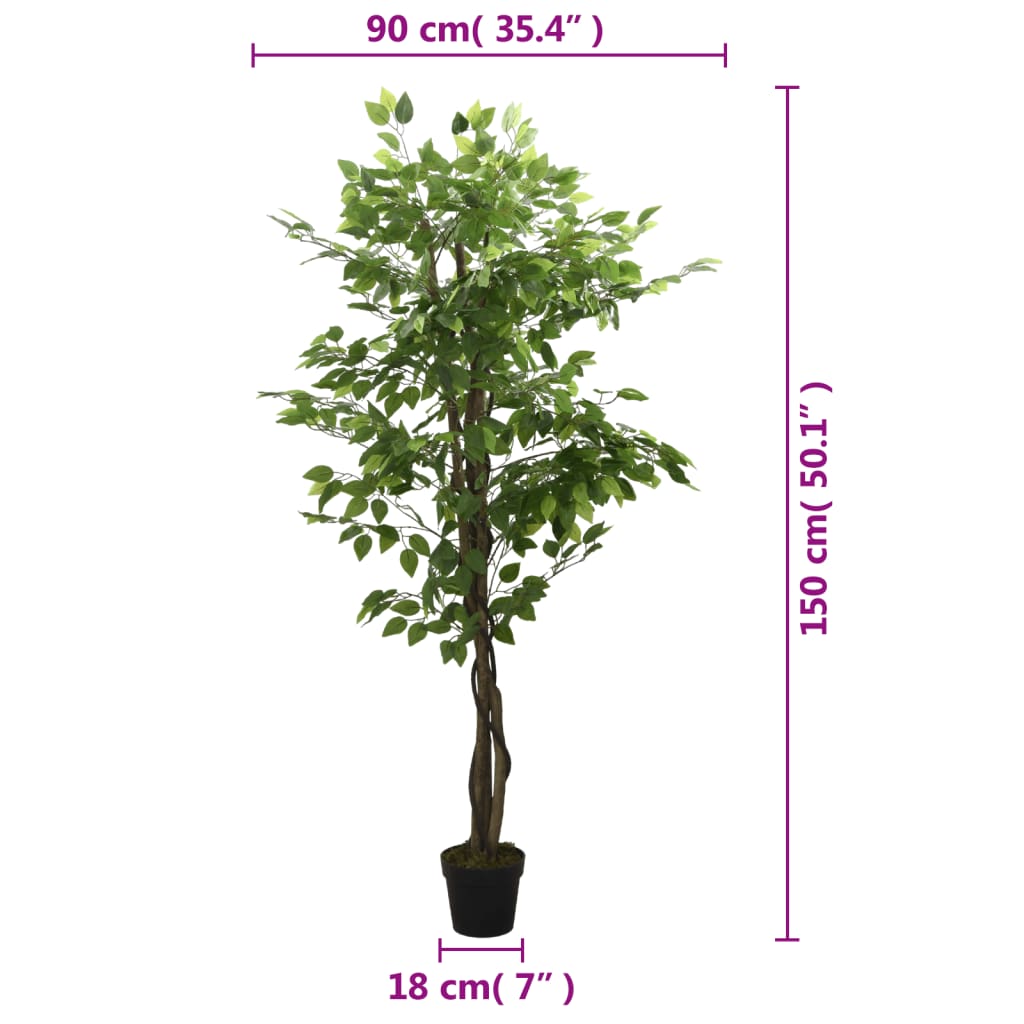 Versatile Artificial Ficus Tree with lush Green leaves, suitable for indoor and outdoor decoration.