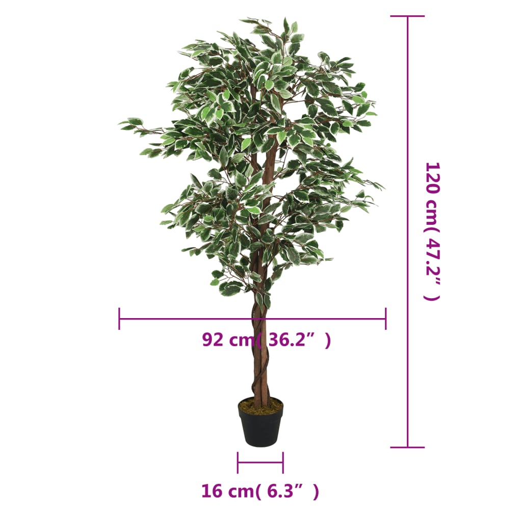 Artificial Ficus Tree 630 Leaves 120 cm Green