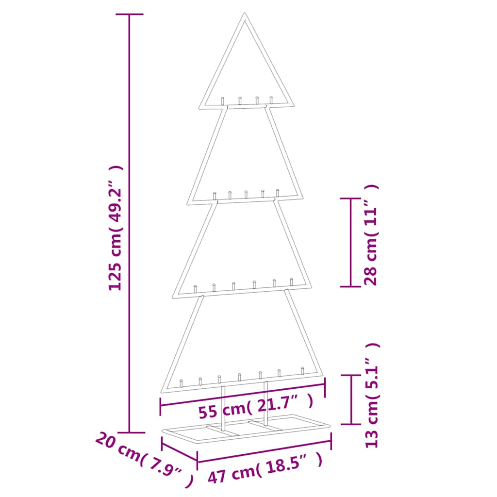 Metal Christmas Tree | Black | Powder-coated steel | Medium | Hooks