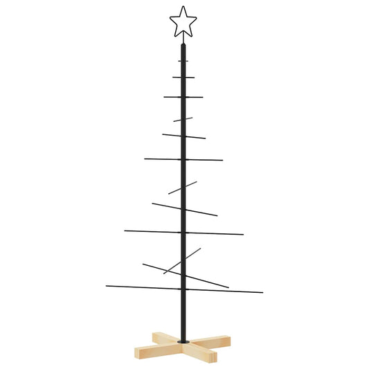 Metal Christmas Tree with Wooden Base Black 120 cm Metal Christmas Tree with Wooden Base Black 120 cm