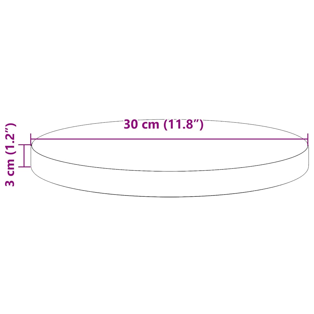 Table Top Round White Ø30x3 cm Solid Wood Pine
