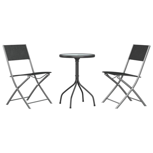 3 Piece Garden Dining Set Black Steel 3 Piece Garden Dining Set Black Steel