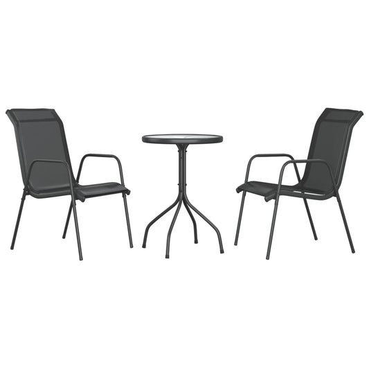 Garden Dining Set | Black, Anthracite | Steel, Textilene, Glass Garden Dining Set | Black, Anthracite | Steel, Textilene, Glass