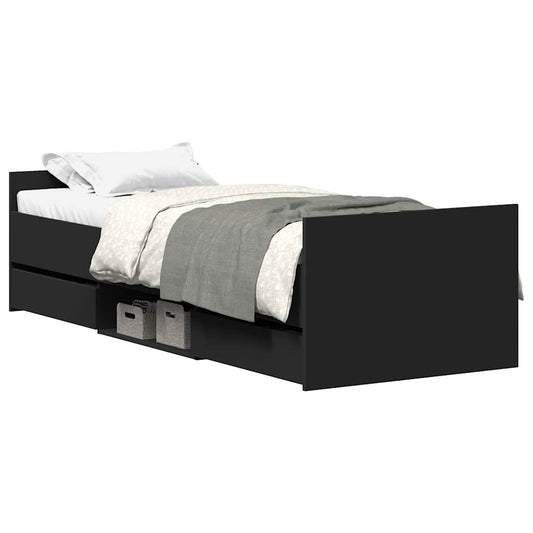 Bed Frame | Black | Engineered wood, solid pinewood, plywood | Single Bed Frame | Black | Engineered wood, solid pinewood, plywood | Single