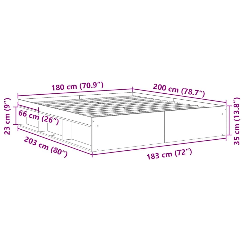 Bed Frame without Mattress Concrete Grey 180x200 cm Super King Size