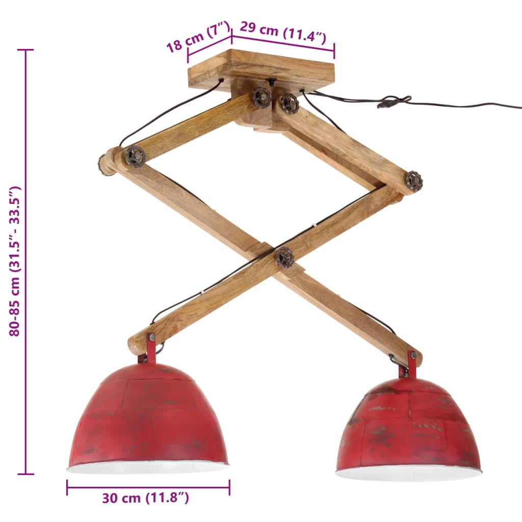 Ceiling Lamp 25 W Distressed Red 29x18x85 cm E27