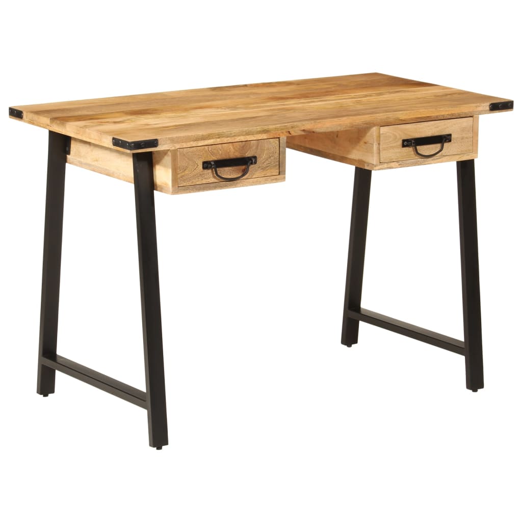 Desk with Drawers 105x55x70 cm Solid Wood Mango and Iron