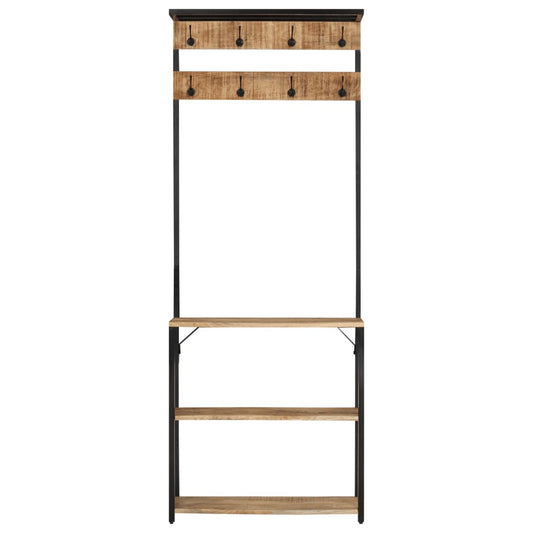 Coat Rack with Shoe Storage 68x30x182 cm Solid Rough Mango Wood Coat Rack with Shoe Storage 68x30x182 cm Solid Rough Mango Wood