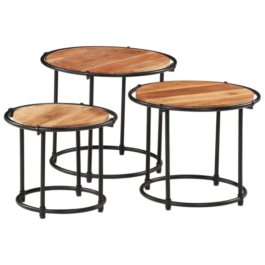 Nesting Tables 3 pcs Solid Wood Acacia Nesting Tables 3 pcs Solid Wood Acacia