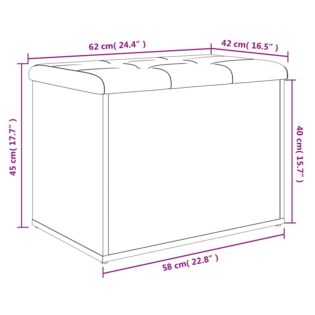 Storage Bench Sonoma Oak 62x42x45 cm Engineered Wood