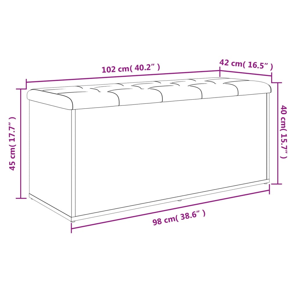 Storage Bench Sonoma Oak 102x42x45 cm Engineered Wood