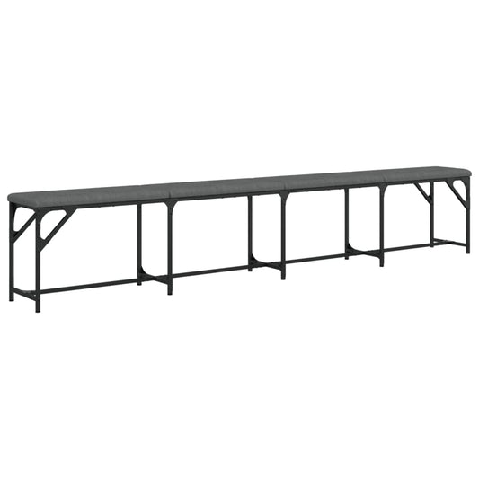 Dining Bench Dark Grey 248x32x45 cm Steel and Fabric Dining Bench Dark Grey 248x32x45 cm Steel and Fabric