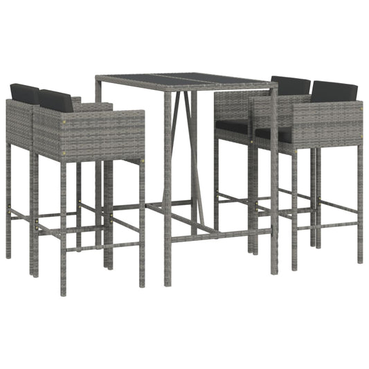 5 Piece Garden Bar Set with Cushions Grey Poly Rattan 5 Piece Garden Bar Set with Cushions Grey Poly Rattan