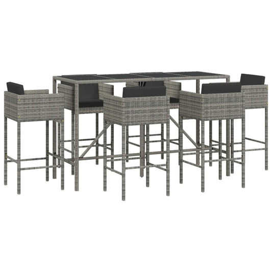 7 Piece Garden Bar Set with Cushions Grey Poly Rattan 7 Piece Garden Bar Set with Cushions Grey Poly Rattan