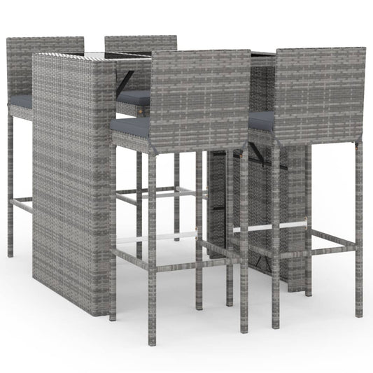 5 Piece Garden Bar Set with Cushions Grey Poly Rattan 5 Piece Garden Bar Set with Cushions Grey Poly Rattan