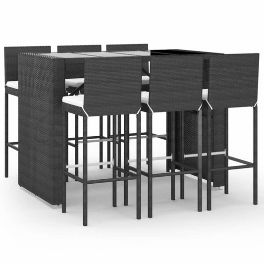 7 Piece Garden Bar Set with Cushions Black Poly Rattan 7 Piece Garden Bar Set with Cushions Black Poly Rattan