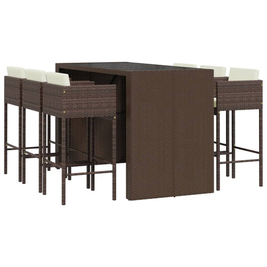 7 Piece Garden Bar Set with Cushions Brown Poly Rattan 7 Piece Garden Bar Set with Cushions Brown Poly Rattan