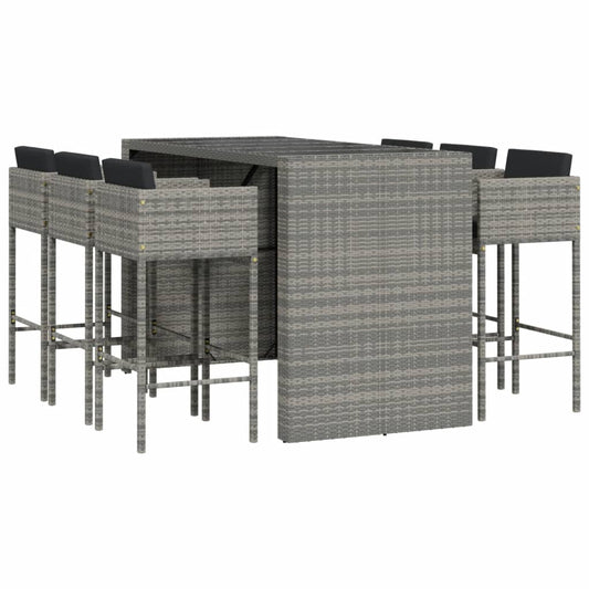 7 Piece Garden Bar Set with Cushions Grey Poly Rattan 7 Piece Garden Bar Set with Cushions Grey Poly Rattan