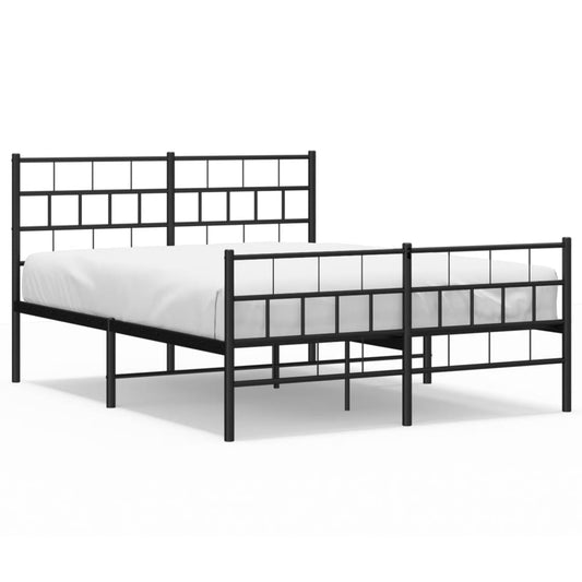 Metal Bed Frame without Mattress with Footboard Black 140x200cm Metal Bed Frame without Mattress with Footboard Black 140x200cm