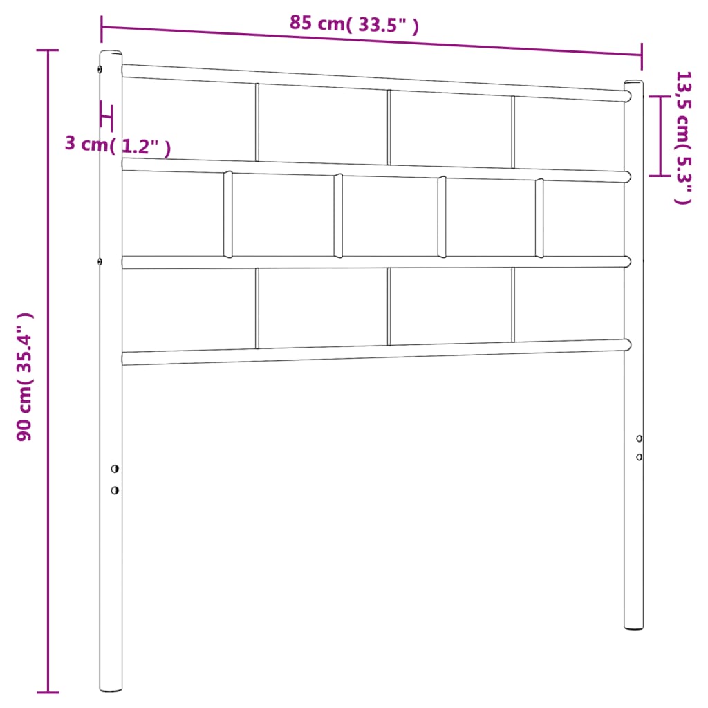Metal Replace Headboard Black 80 cm