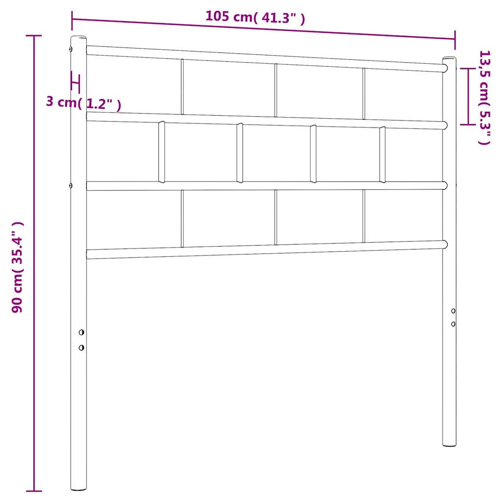 Metal Replace Headboard Black 100 cm