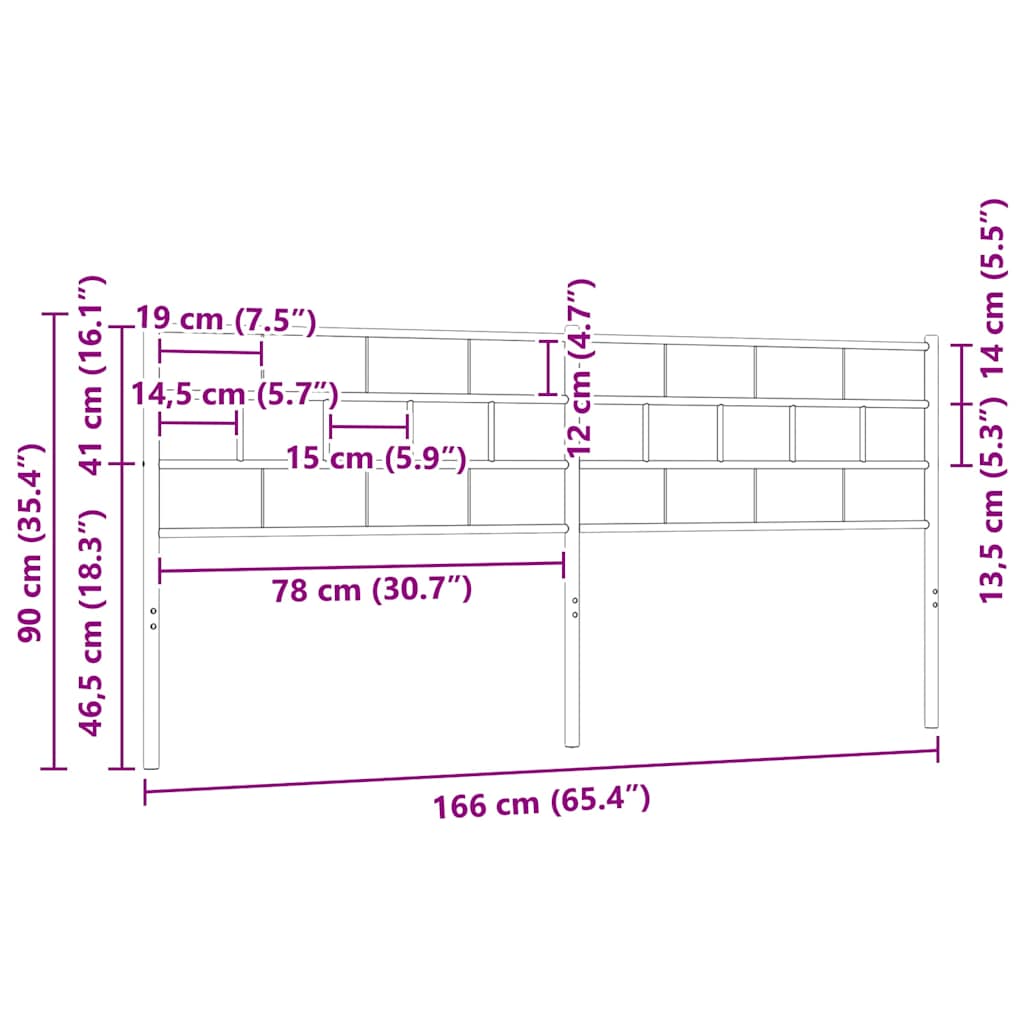 Metal Replace Headboard Black 160 cm