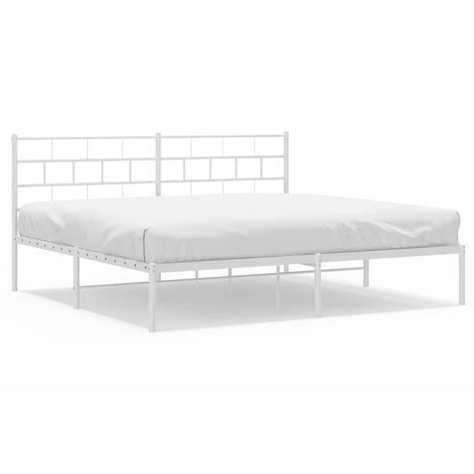 Metal Bed Frame without Mattress with Headboard White 180x200cm Metal Bed Frame without Mattress with Headboard White 180x200cm