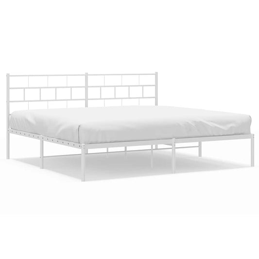 Metal Bed Frame without Mattress with Headboard White 183x213cm Metal Bed Frame without Mattress with Headboard White 183x213cm