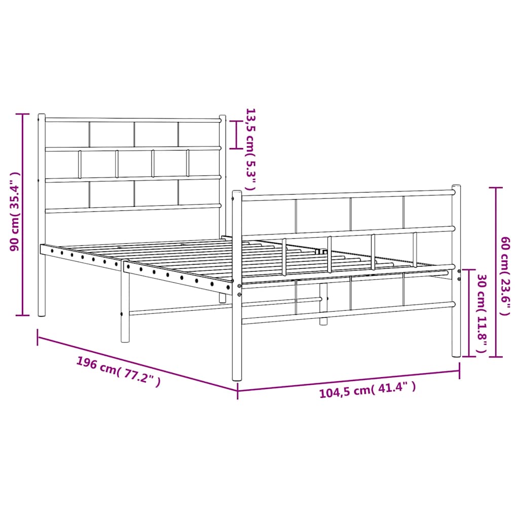 Metal Bed Frame | White | Powder-Coated Steel | Single Size | Bed Frame