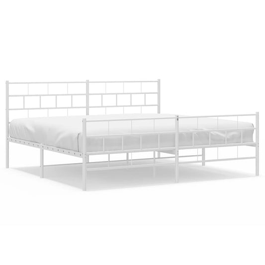 Metal Bed Frame without Mattress with Footboard White 193x203cm Metal Bed Frame without Mattress with Footboard White 193x203cm