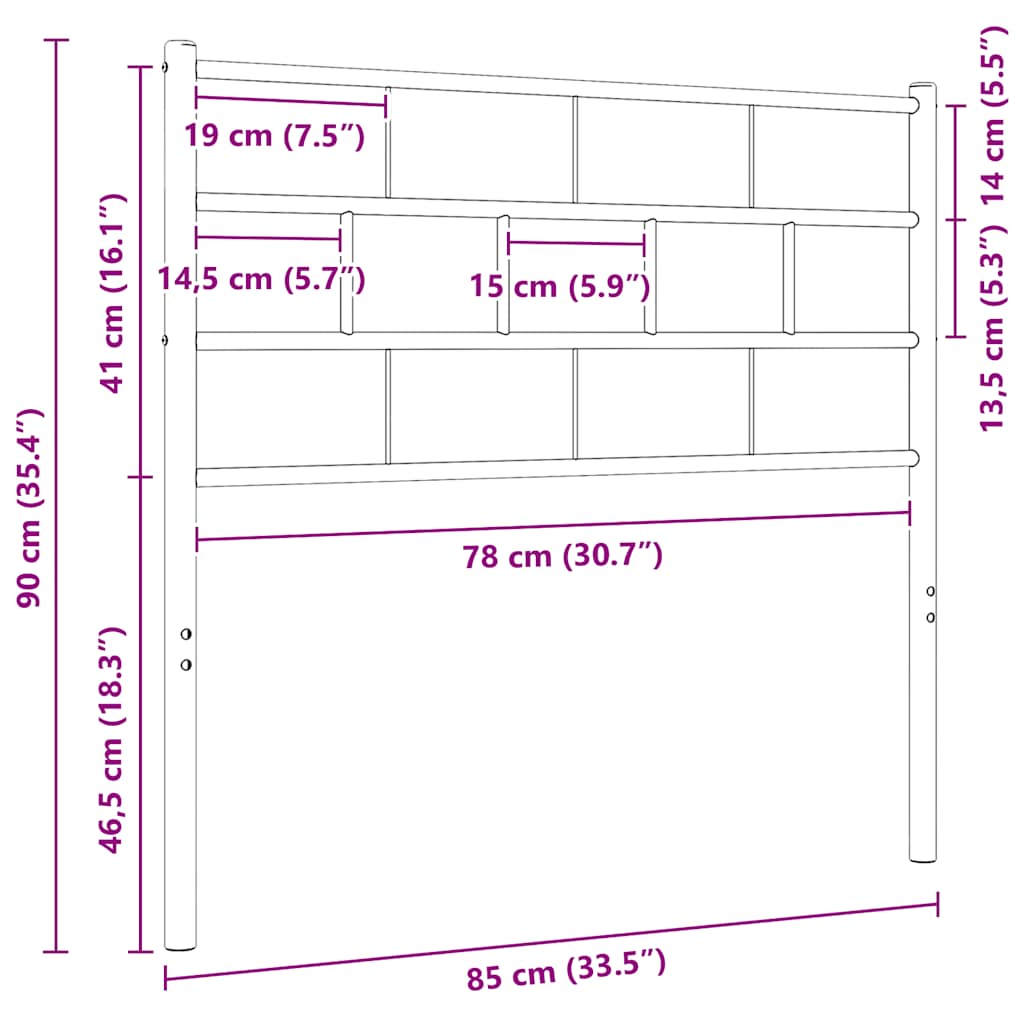 Metal Replace Headboard White 80 cm