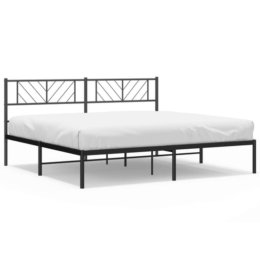 Metal Bed Frame without Mattress with Headboard Black 180x200cm Metal Bed Frame without Mattress with Headboard Black 180x200cm