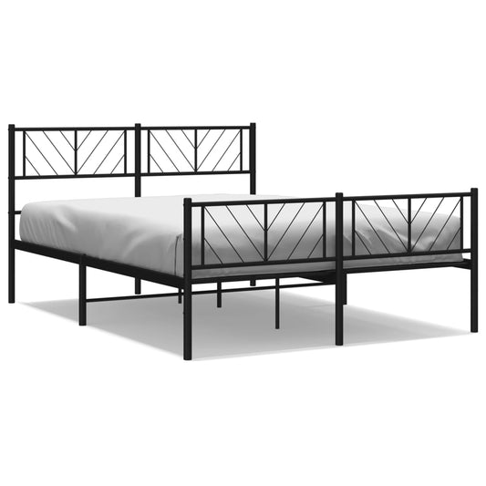 Metal Bed Frame without Mattress with Footboard Black 120x200cm Metal Bed Frame without Mattress with Footboard Black 120x200cm