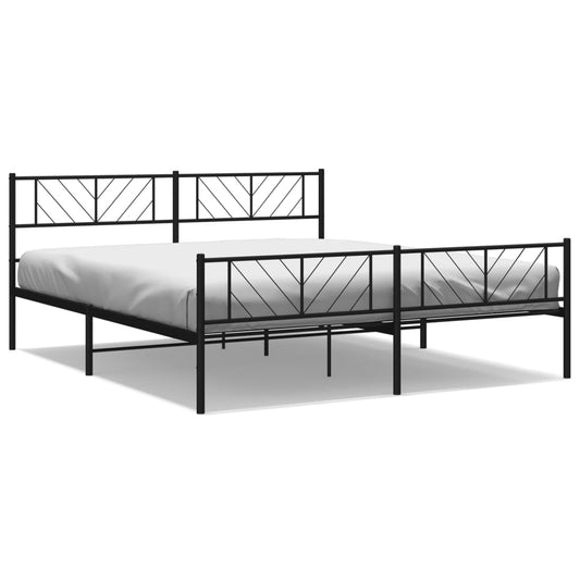 Metal Bed Frame without Mattress with Footboard Black 180x200cm Metal Bed Frame without Mattress with Footboard Black 180x200cm