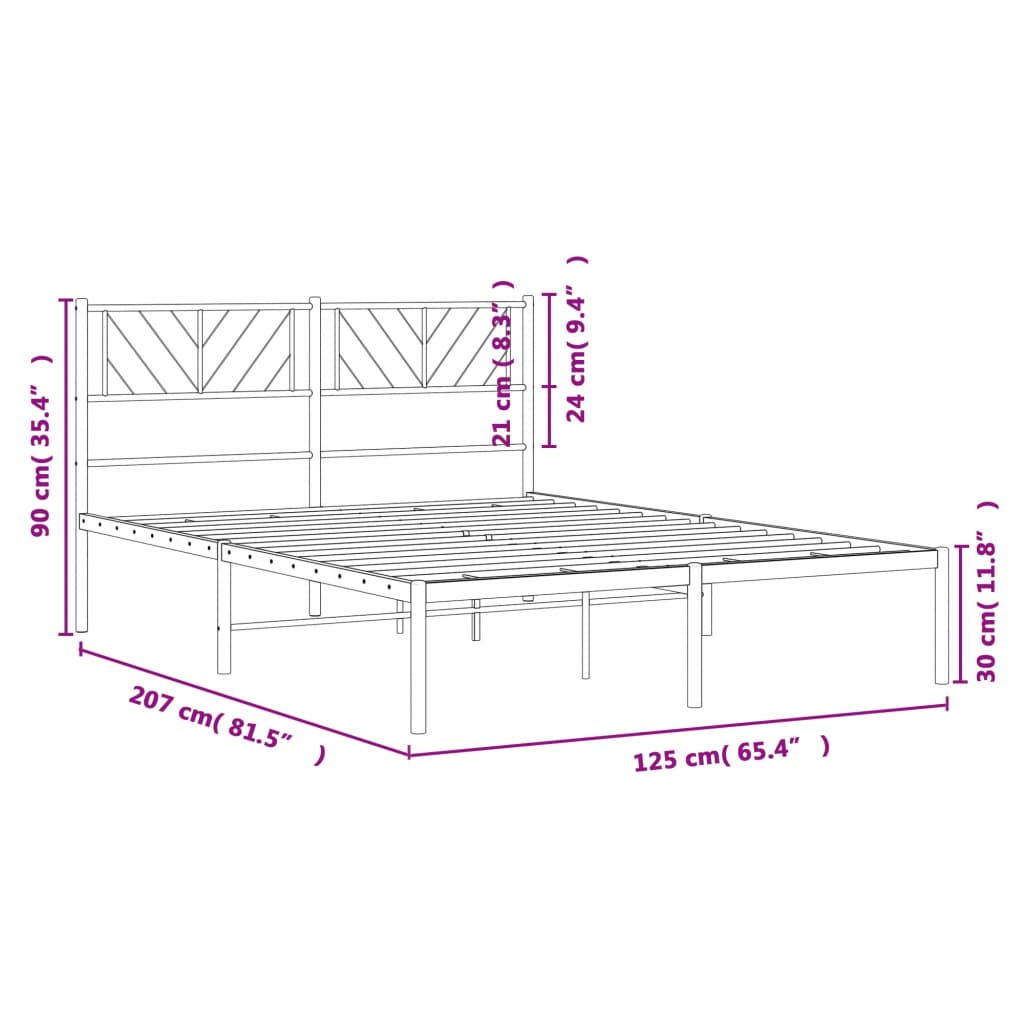 Metal Bed Frame without Mattress with Headboard White 120x200cm