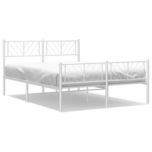Metal Bed Frame without Mattress with Footboard White 135x190cm Metal Bed Frame without Mattress with Footboard White 135x190cm