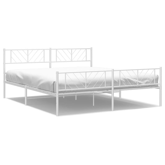 Metal Bed Frame without Mattress with Footboard White 183x213cm Metal Bed Frame without Mattress with Footboard White 183x213cm