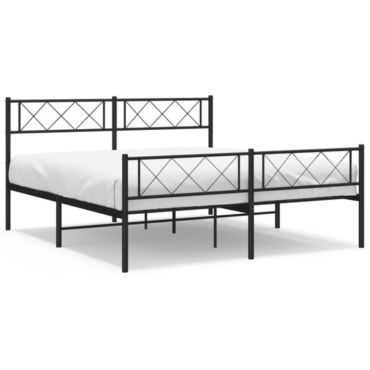 Metal Bed Frame without Mattress with Footboard Black 140x200cm Metal Bed Frame without Mattress with Footboard Black 140x200cm