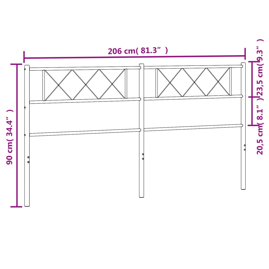 Metal Replace Headboard Black 200 cm