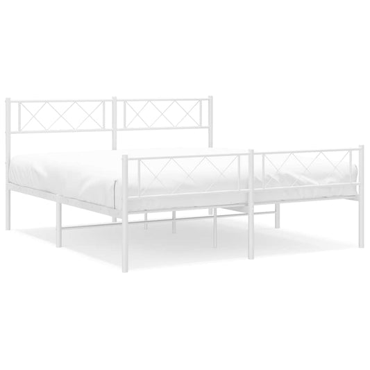 Metal Bed Frame without Mattress with Footboard White 135x190cm Metal Bed Frame without Mattress with Footboard White 135x190cm