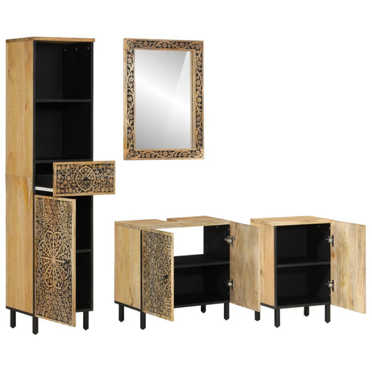 4 Piece Bathroom Furniture Set Solid Wood Mango 4 Piece Bathroom Furniture Set Solid Wood Mango