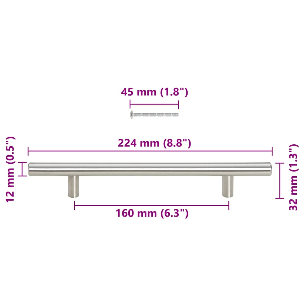 Cabinet Handles 10 pcs Silver 160 mm Stainless Steel